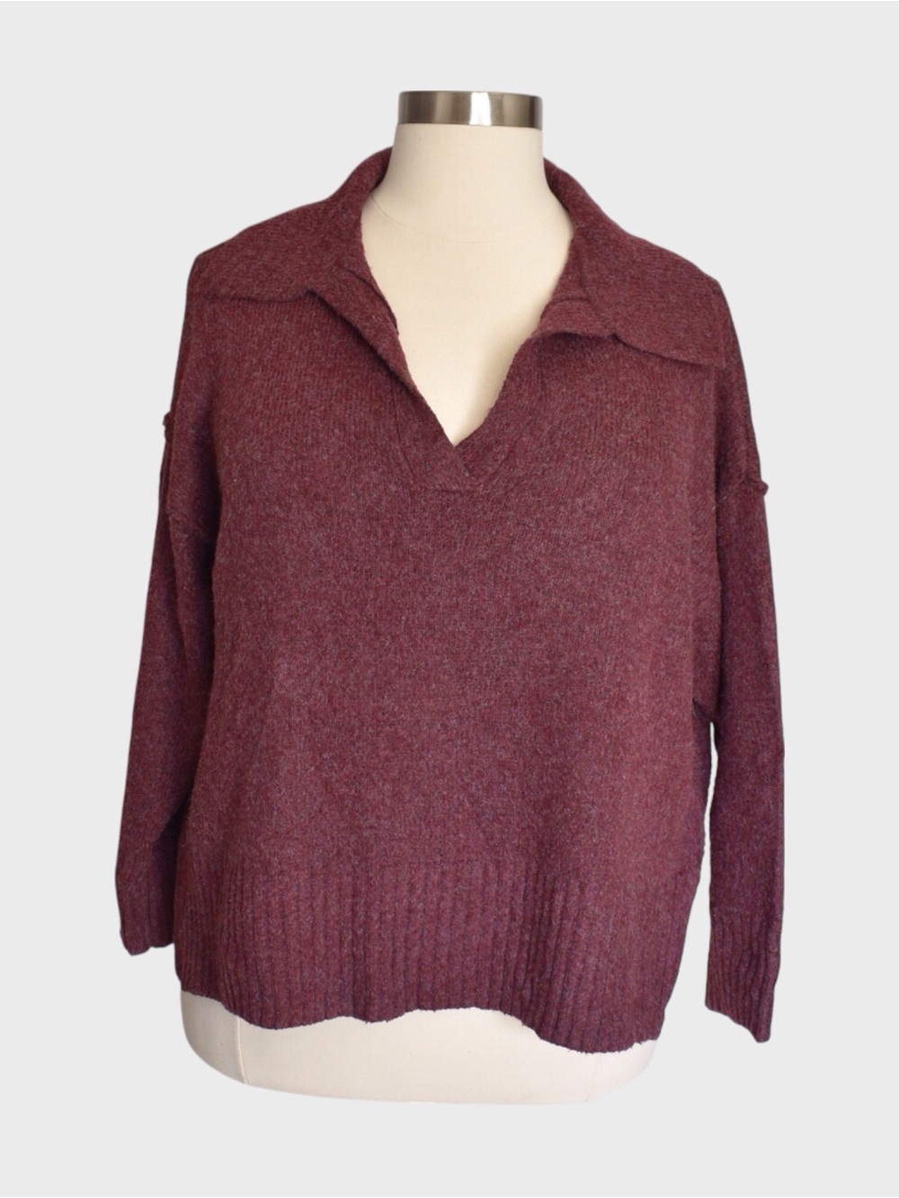 Maurices Marled Collared V Neck Pullover Sweater